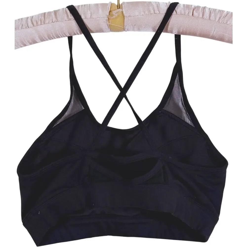 Alo Yoga Starlet Graphic Mesh Sports Bra XS Black Yoga Pilates Minimalist Gym